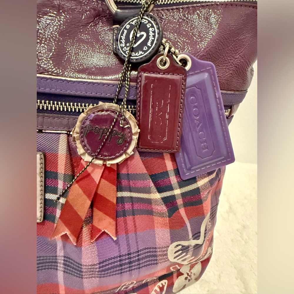 Coach Vintage Poppy Tartan Glam Purple Plaid Handbag/Tote - Picture 3 of 13